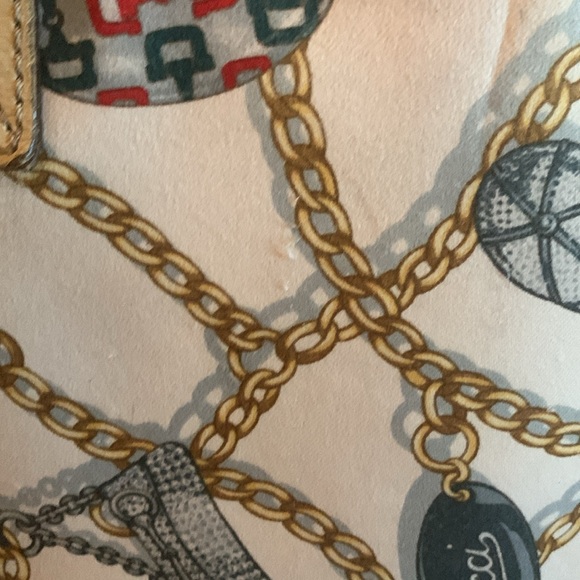 Gucci silk satin pattern tote with cream colored leather. Rehab project - Picture 10 of 17